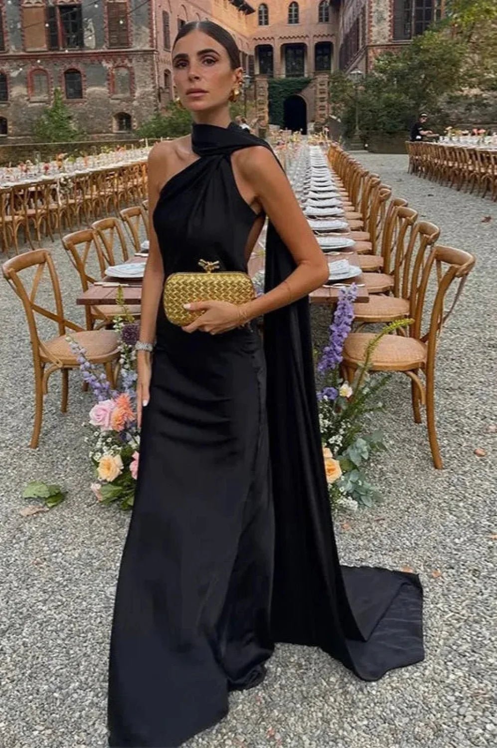 Anne Elegant Satin Halter Dress