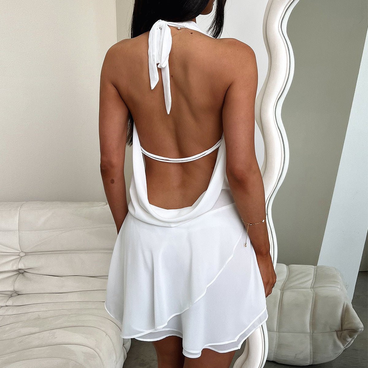 Agrafena Halter Backless Mini Dress