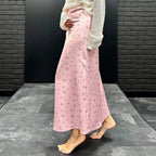 Sabrina High Waist Satin Printed Midi Skirt