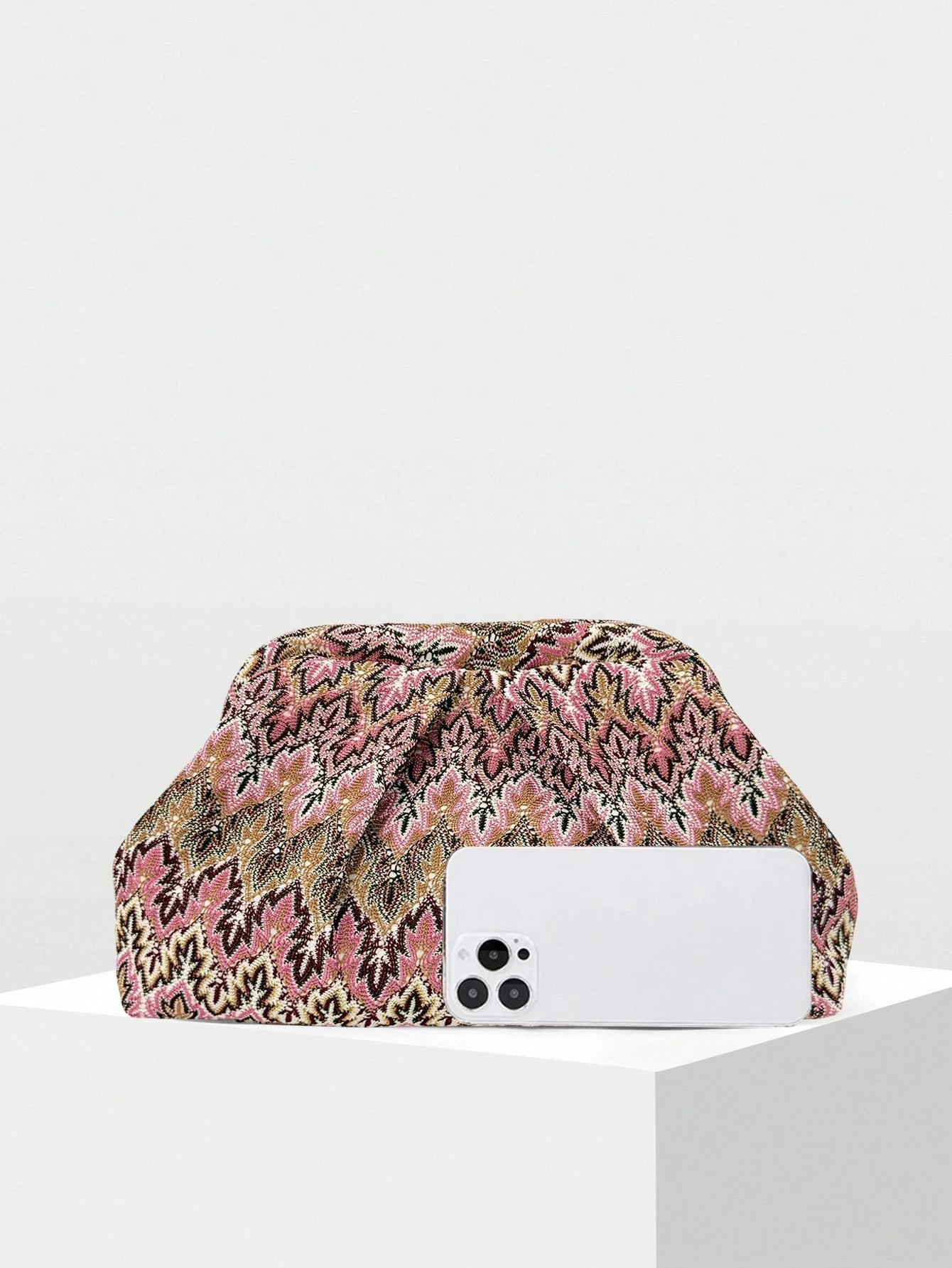 Hilary Jacquard Pleated Clutch