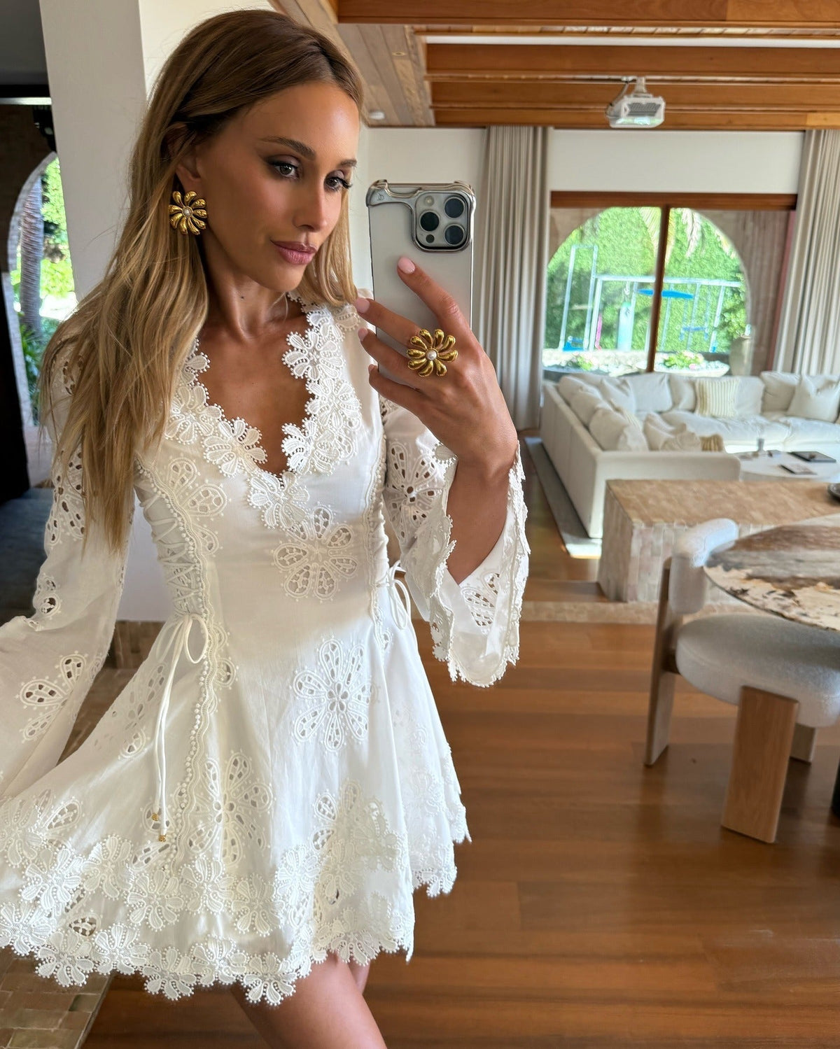 Agrippina Lace Side-Adjustable Mini Dress