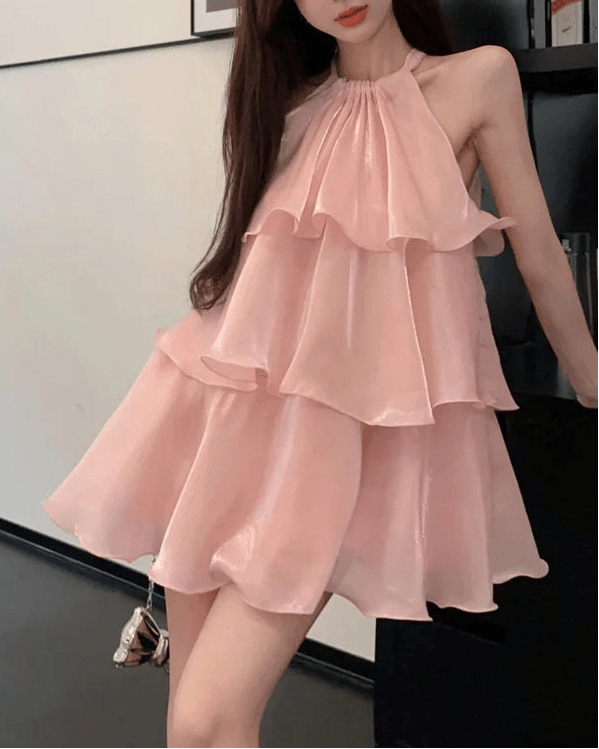 Amelia Organza Halterneck Mini Dress