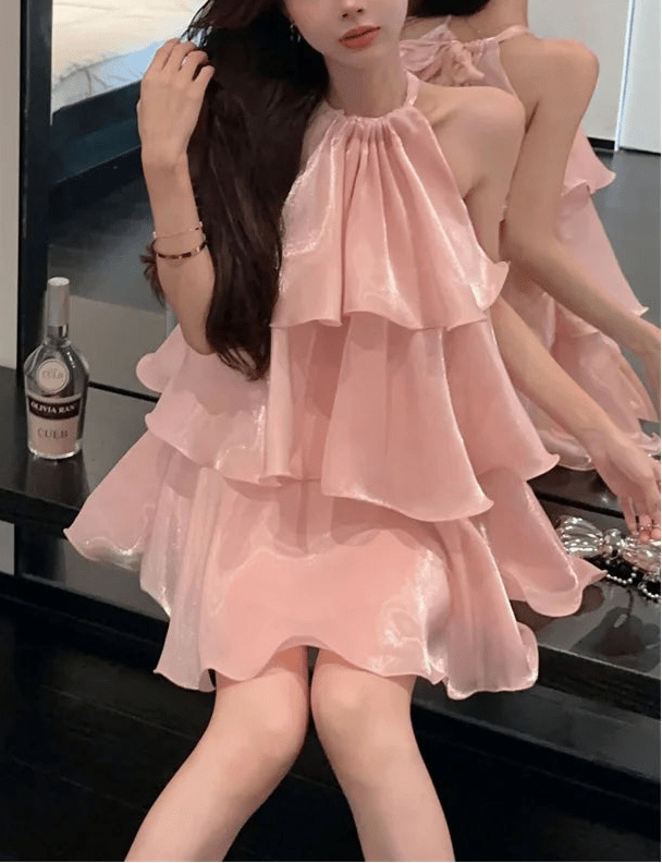 Amelia Organza Halterneck Mini Dress