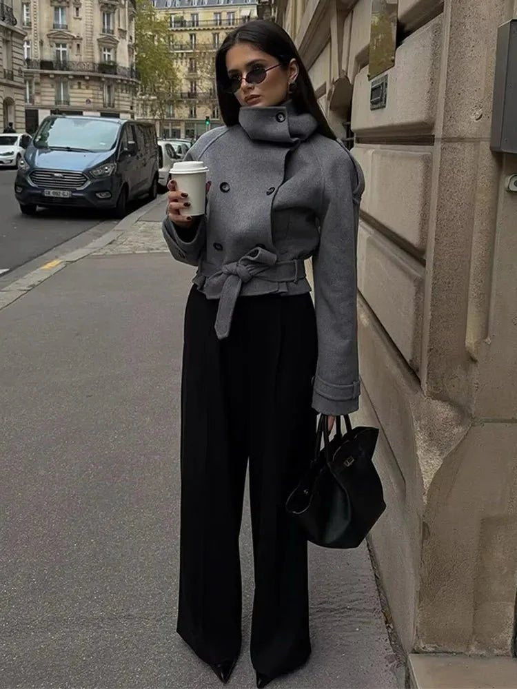 Lara Stand Collar Short Trench Coat