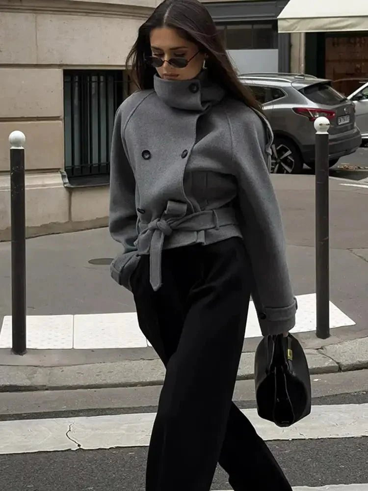 Lara Stand Collar Short Trench Coat