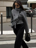 Lara Stand Collar Short Trench Coat
