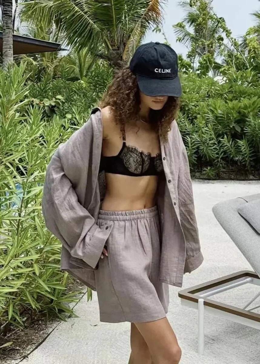 Jessica White Cotton Shirt and Shorts Set