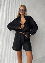 Jessica White Cotton Shirt and Shorts Set