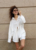 Jessica White Cotton Shirt and Shorts Set