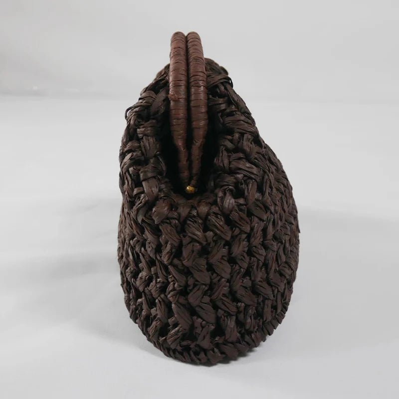Isabel Woven Straw Shell Clutch