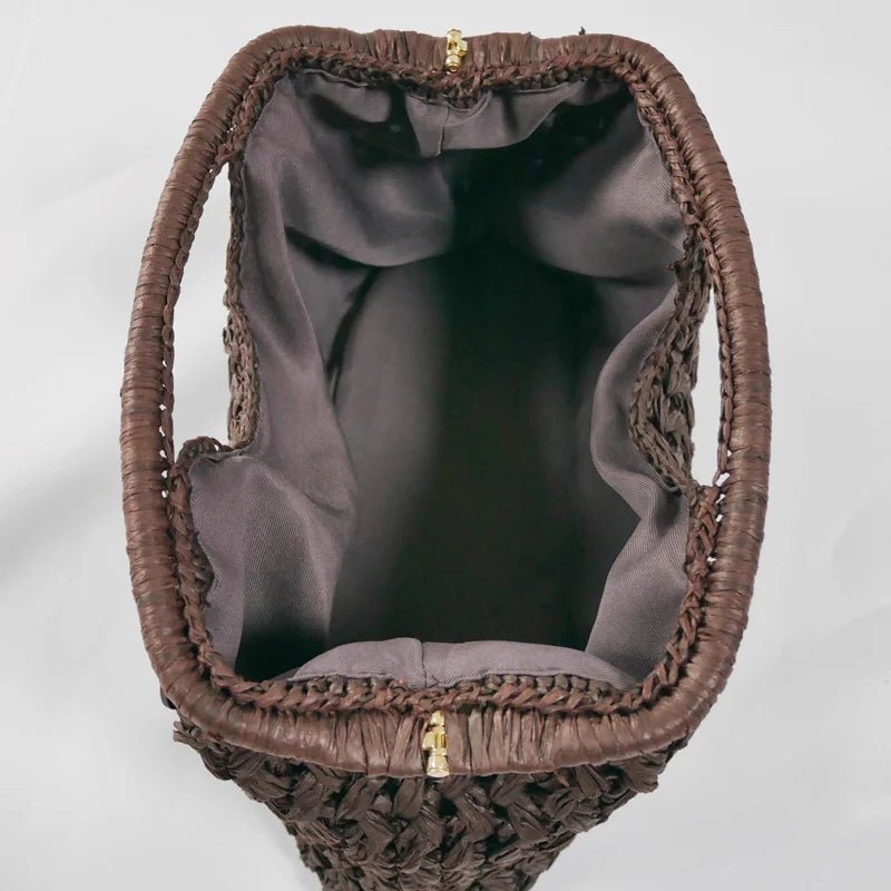 Isabel Woven Straw Shell Clutch