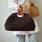 Isabel Woven Straw Shell Clutch