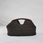 Isabel Woven Straw Shell Clutch