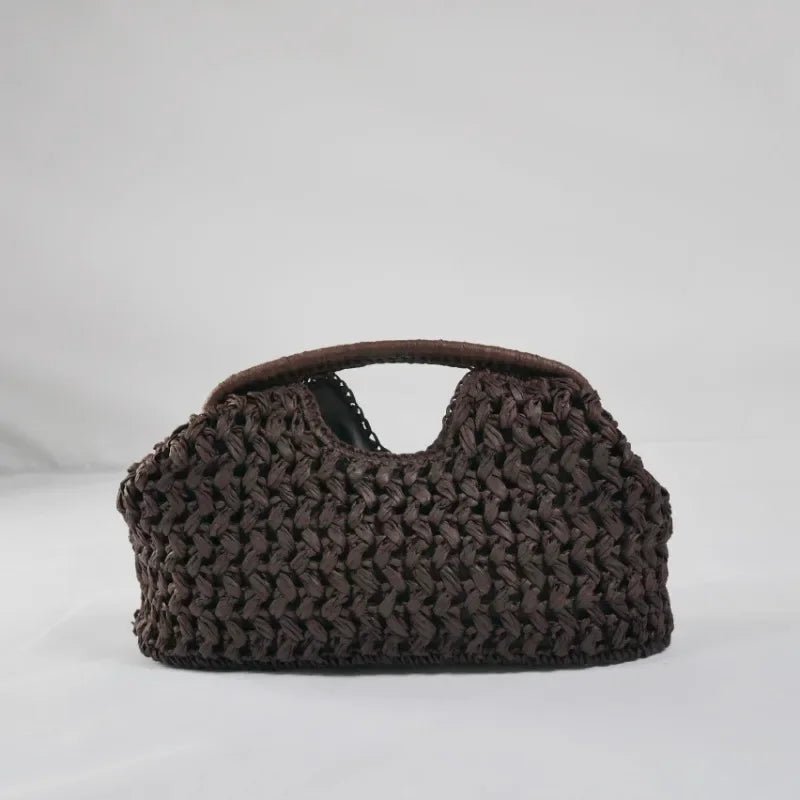 Isabel Woven Straw Shell Clutch