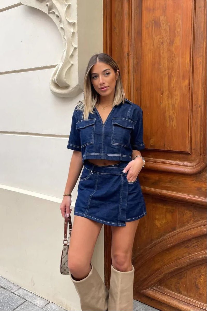 Erica Cropped Top & Skorts Set