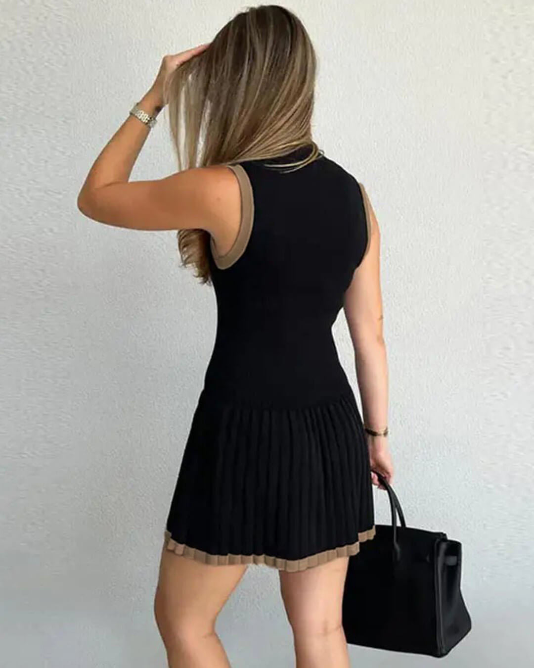 Ahana Drop-Waist Contrast Knit Dress