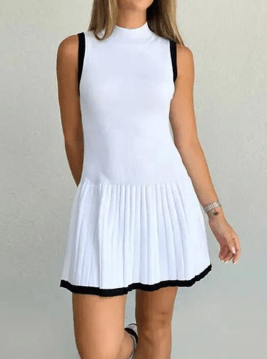 Ahana Drop-Waist Contrast Knit Dress