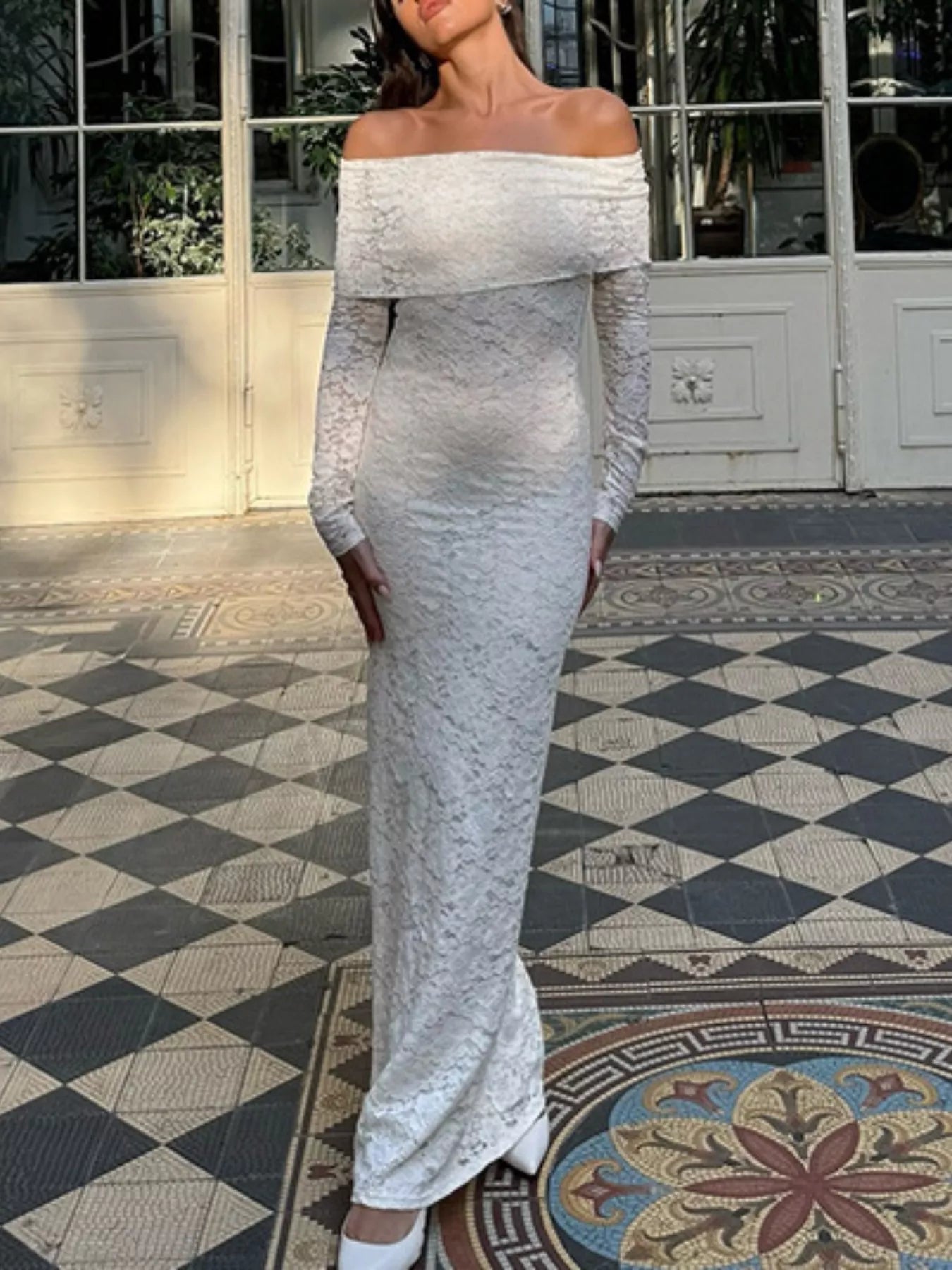 Layla Off-The-Shoulder Lace Maxi Dress