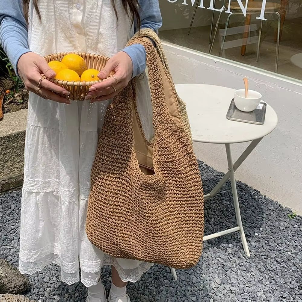 Svea Woven Rattan Tote Bag