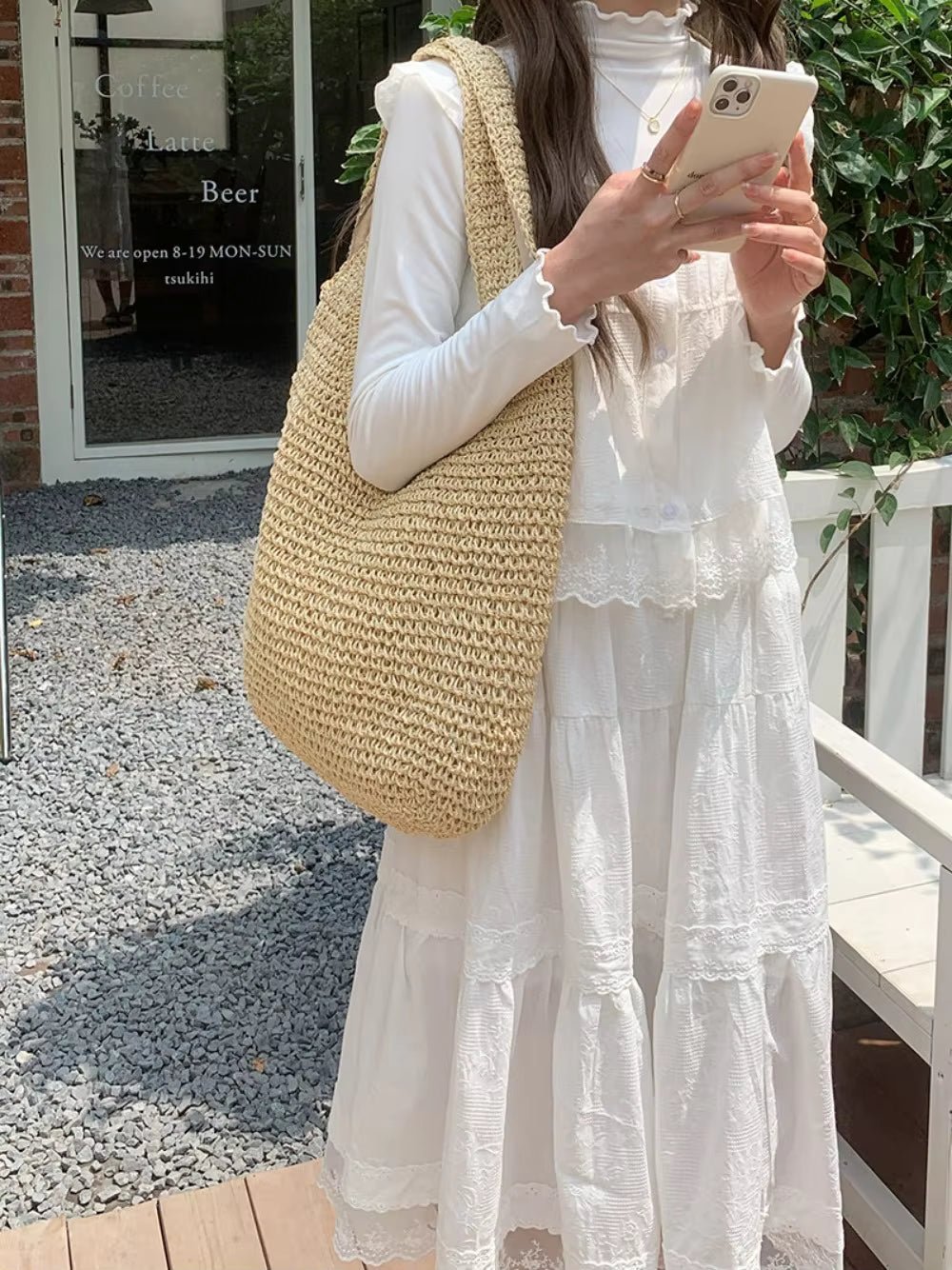 Svea Woven Rattan Tote Bag