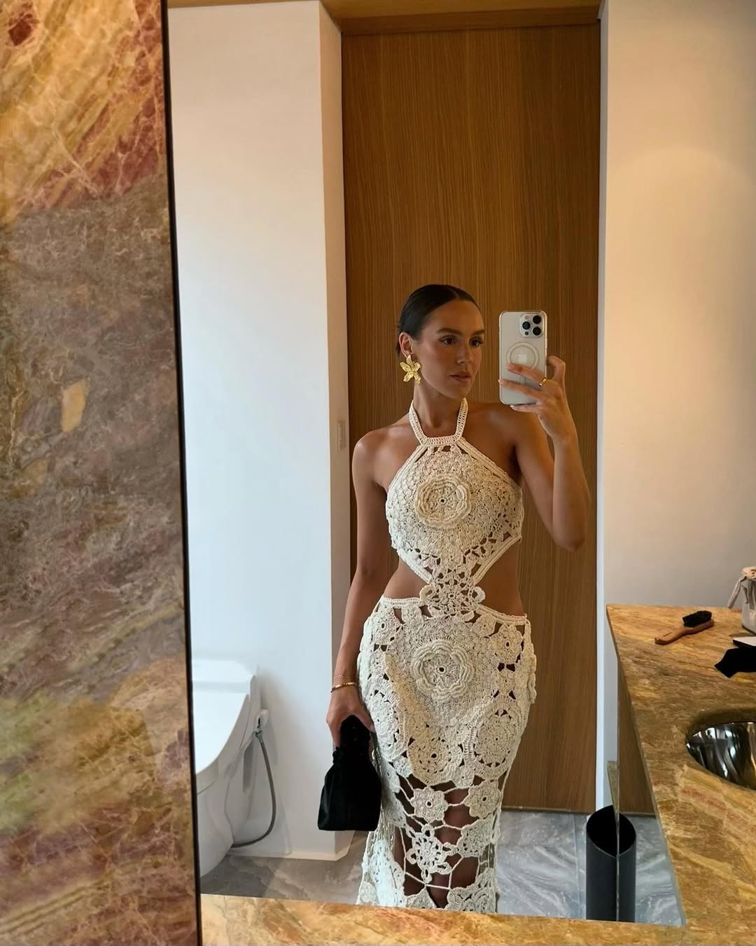 Svetlana Sheer Crochet Maxi Dress