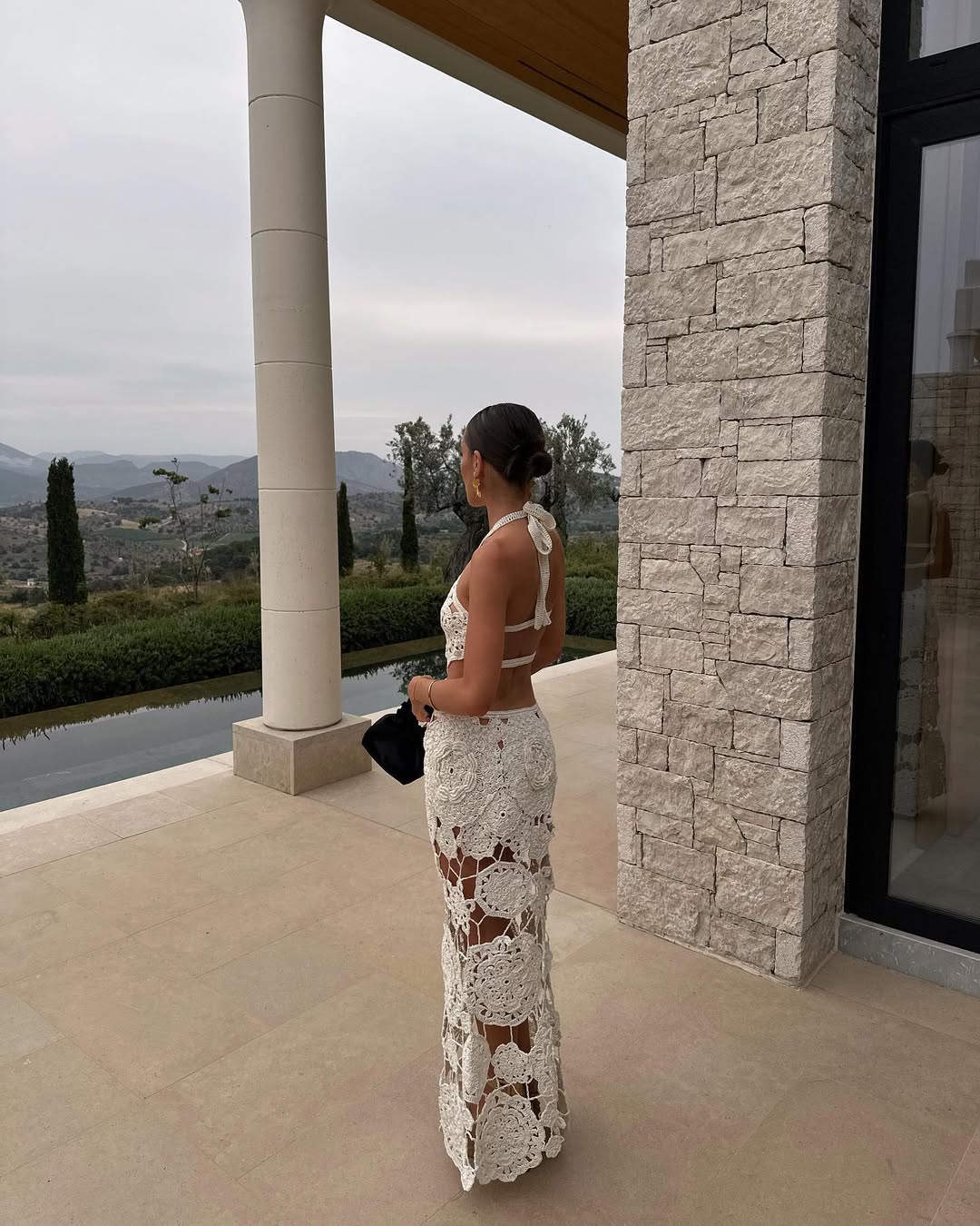 Svetlana Sheer Crochet Maxi Dress