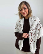 Terry Knitted Fringed Square Scarf