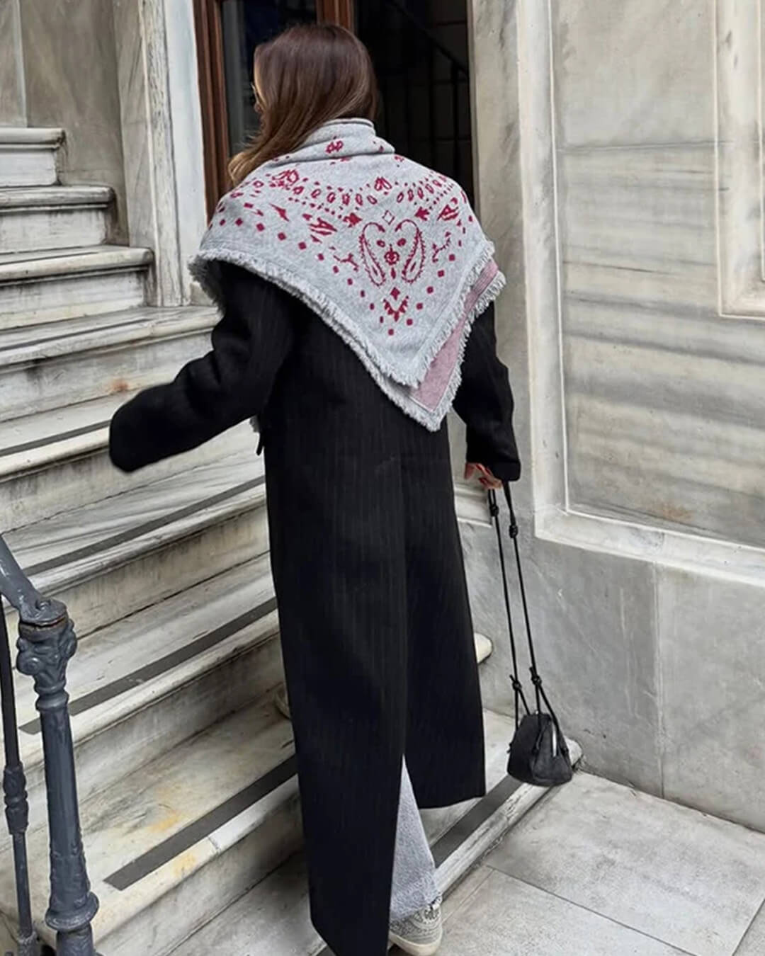 Terry Knitted Fringed Square Scarf