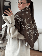 Terry Knitted Fringed Square Scarf