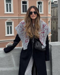Terry Knitted Fringed Square Scarf