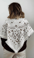 Terry Knitted Fringed Square Scarf