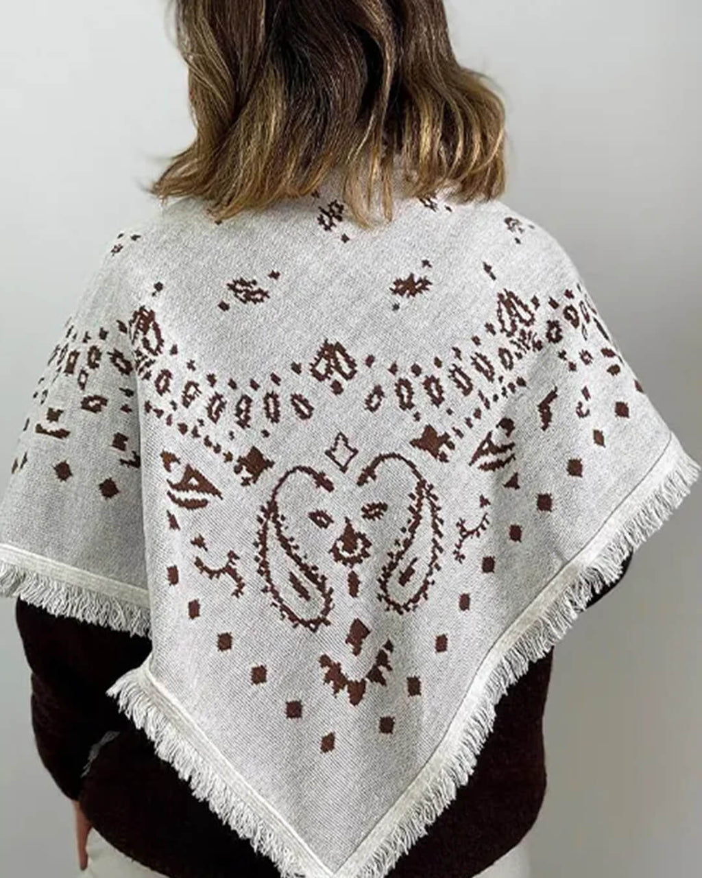 Terry Knitted Fringed Square Scarf