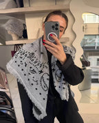 Terry Knitted Fringed Square Scarf