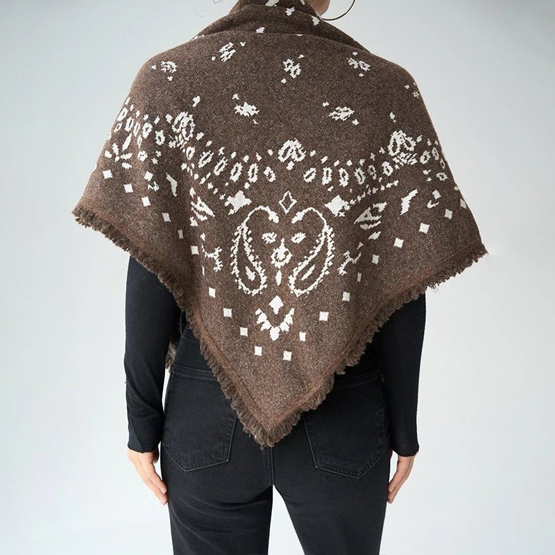 Terry Knitted Fringed Square Scarf