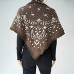 Terry Knitted Fringed Square Scarf