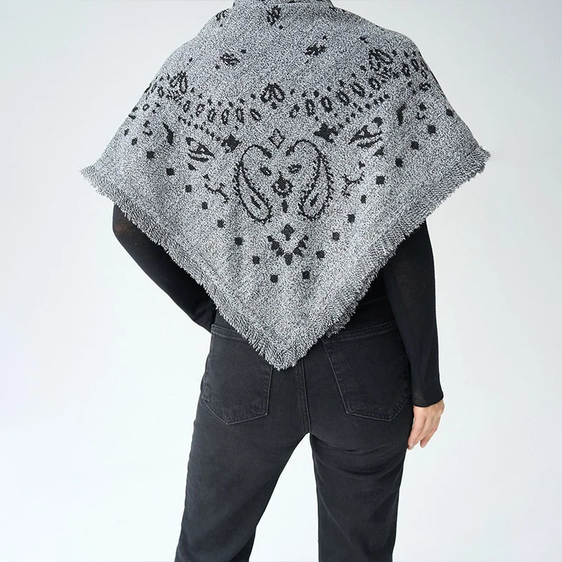 Terry Knitted Fringed Square Scarf
