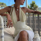 Thelma Silky Halter Neck Crop Top