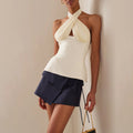 Thelma Silky Halter Neck Crop Top