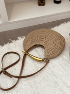 Valeria Sequined Straw Shoulder Bag