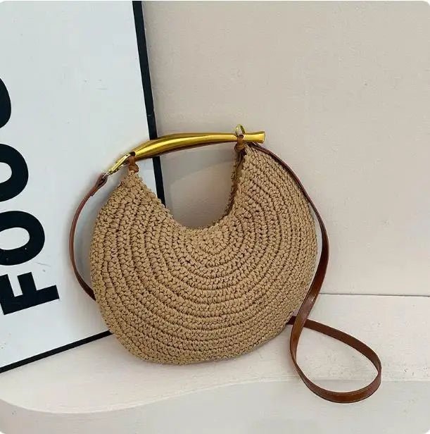 Valeria Sequined Straw Shoulder Bag
