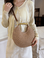 Valeria Sequined Straw Shoulder Bag
