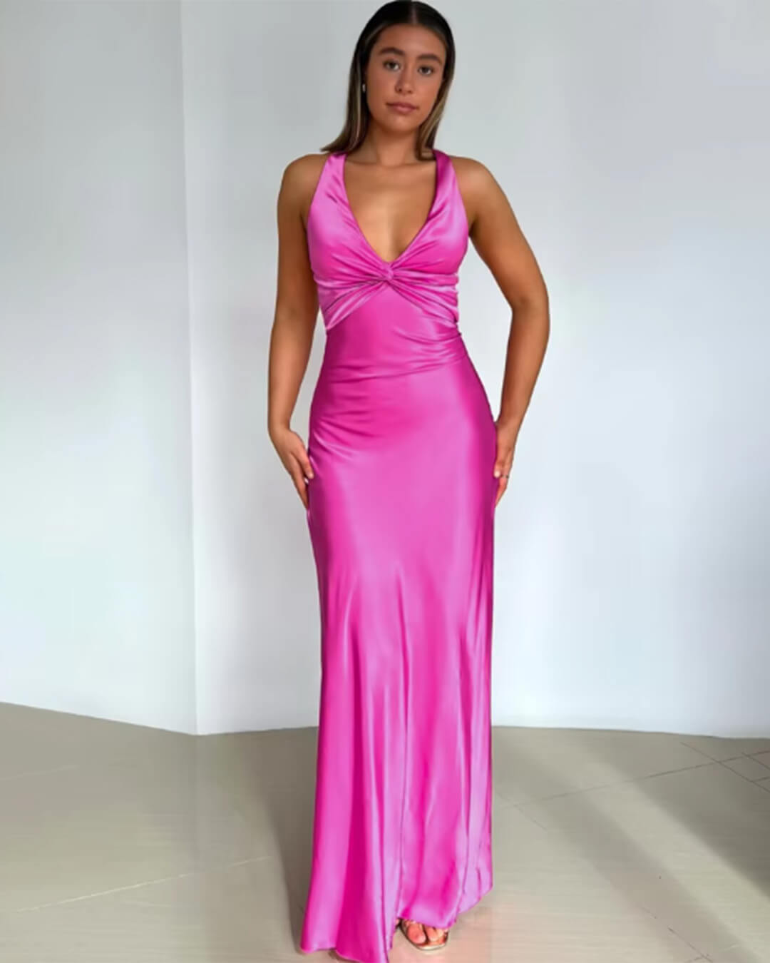 Venus Satin Open Back Maxi Dress