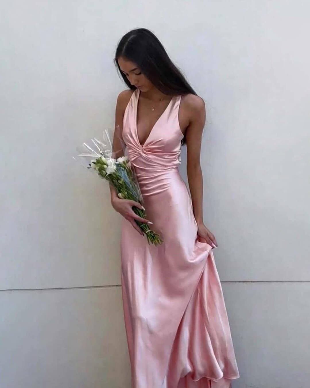 Venus Satin Open Back Maxi Dress