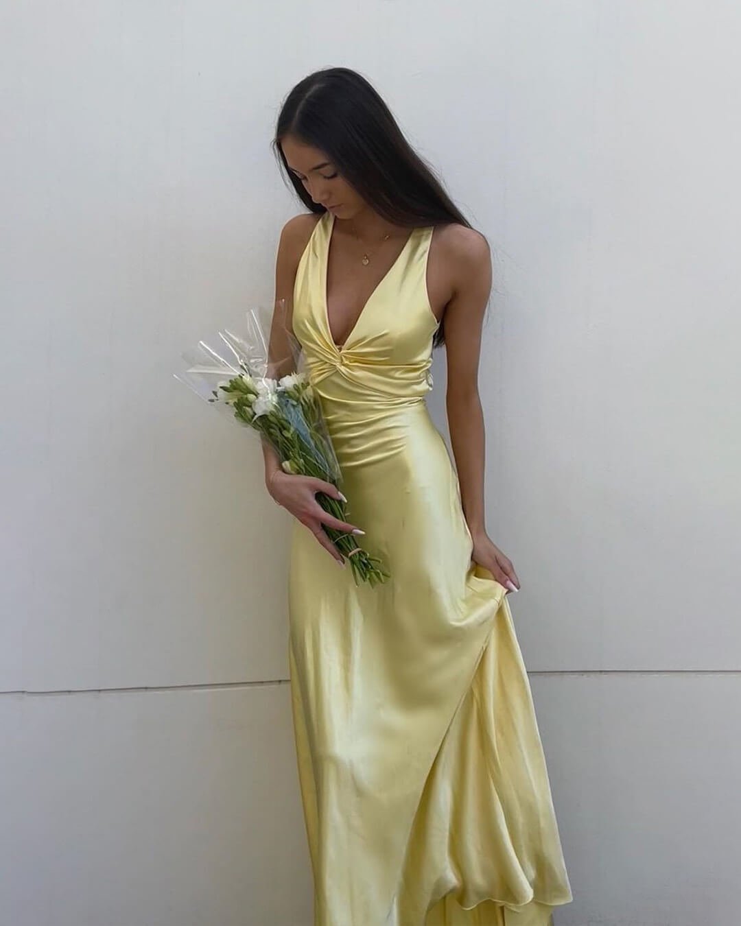 Venus Satin Open Back Maxi Dress