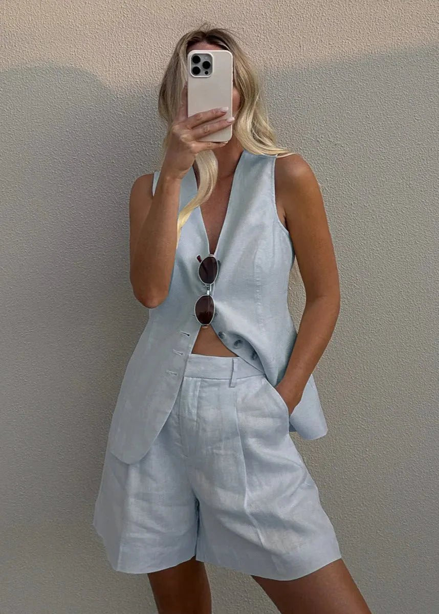 Bea Tailored Vest and Shorts Set