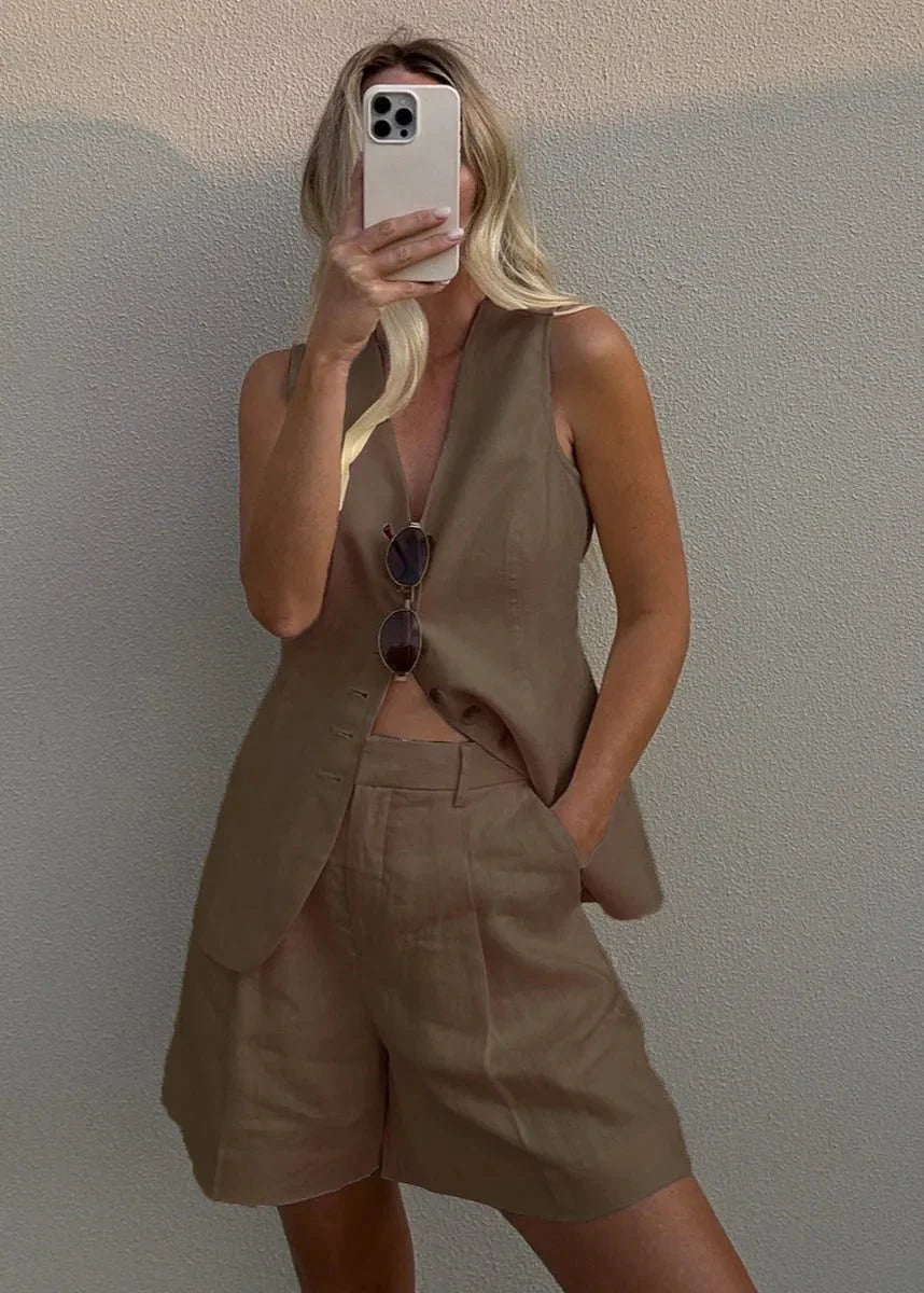 Bea Tailored Vest and Shorts Set
