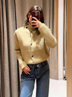 Ahiwa Stand Collar Knitted Cardigan