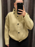 Ahiwa Stand Collar Knitted Cardigan