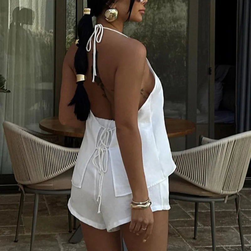 Vita Lace-Up Shorts Set