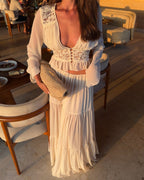 Vittoria Lace V-Neck Maxi Skirt Set